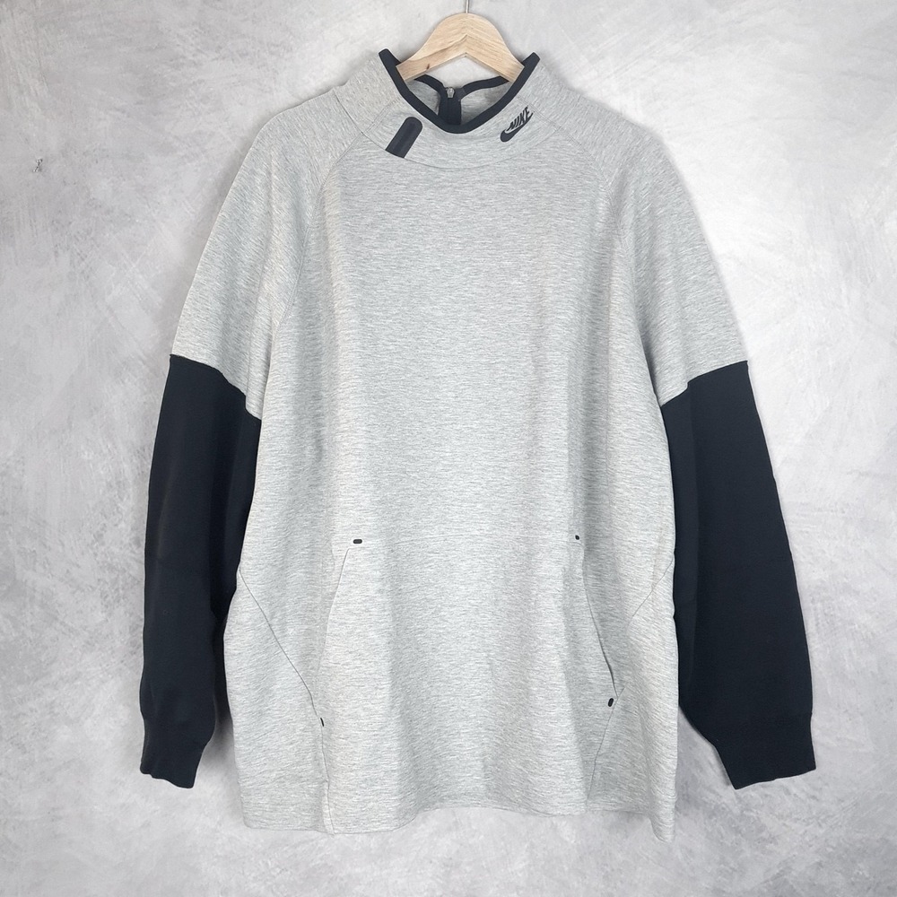 Nike Tech Fleece Sweatshirt Womens Large Gray Mock Neck Oversized Pullover